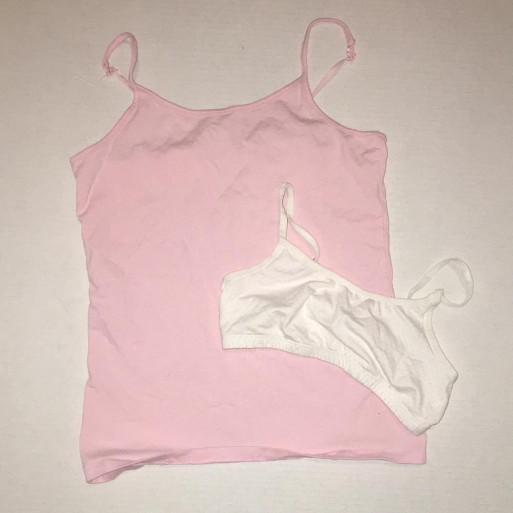 NWOT Pink Camisole with White Bralette Set | size 10-12